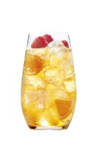 Grand O - The Grand O drink is made from Grand Marnier, orange juice, club soda and seasonal fruits, and served in a highball glass.