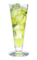 L.A. Iced Tea - The L.A. Iced Tea drink is made from Midori melon liqueur, vodka, gin, rum, triple sec, lime juice and club soda, and served in a highball glass.