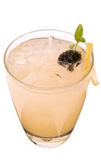 Leblon Splash - The Leblon Splash drink is made from cachaca, Alize red liqueur, Bacardi Limon, pineapple juice, passionfruit puree and almond syrup, and served in an old-fashioned glass.