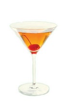 Paris Manhattan - The Paris Manhattan cocktail is made from whiskey, St-Germain elderflower liqueur, dry vermouth and Angostura bitters, and served in a chilled cocktail glass.