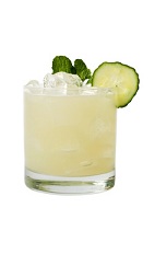 Spa Cooler - The Spa Cooler drink is made from VeeV acai spirit, mint, cucumber, lime juice and simple syrup, and served in an old-fashioned glass.