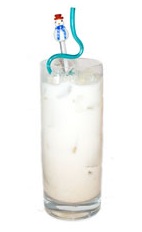 Tropical Snowman - The Tropical Snowman drink is made from Malibu coconut rum, Kahlua Peppermint Mocha and milk, and served in a highball glass.