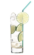 Elderberry Cooler - The Elderberry Cooler drink is made from vodka, elderberry juice, lime mix and tonic water, and served in a highball glass.