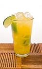 The Freeport Freeze drink is made from cachaca, sugarcane juice, lime and mango, and served in a highball glass.