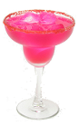 The P&ecirc;ra-rita&trade; is made from P&ecirc;ra&trade; Prickly Pear Syrup, Patron® Silver Tequila, lime juice and pink grapefruit juice, and served in a margarita glass.